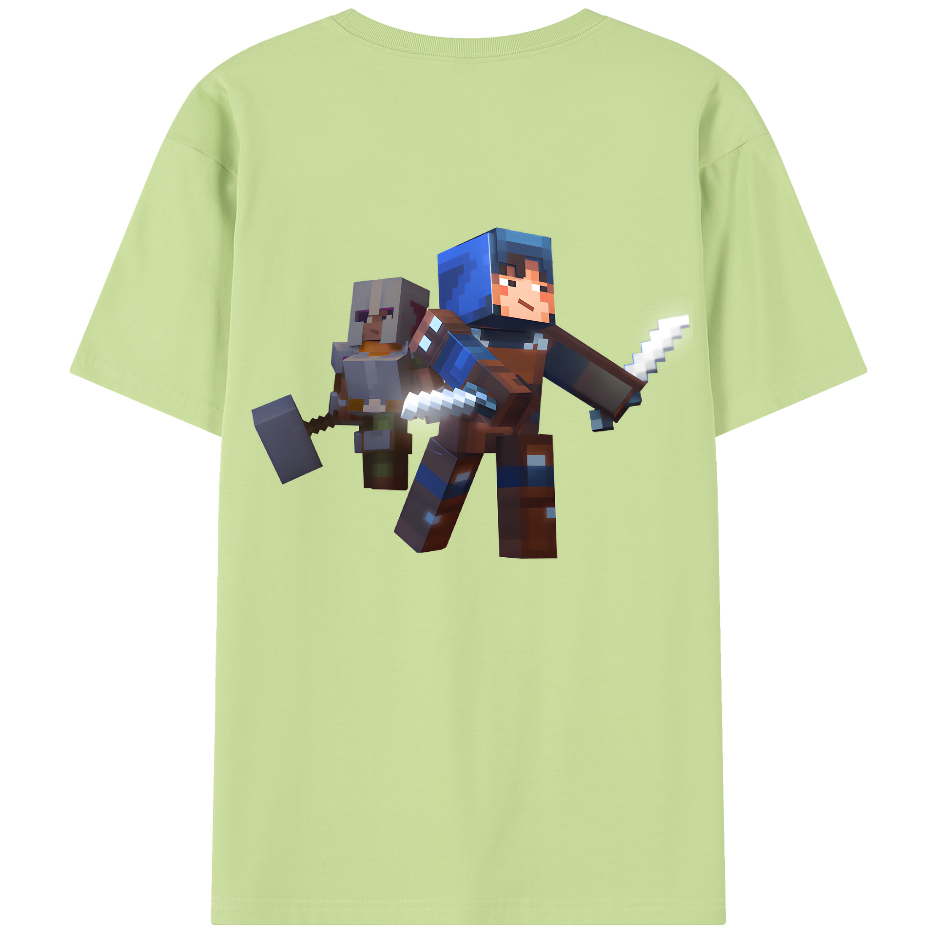 （画像用） マインクラフト ブロックの世界 Minecraft MC Block world 綿100％半袖Tシャツ（背面プリント）